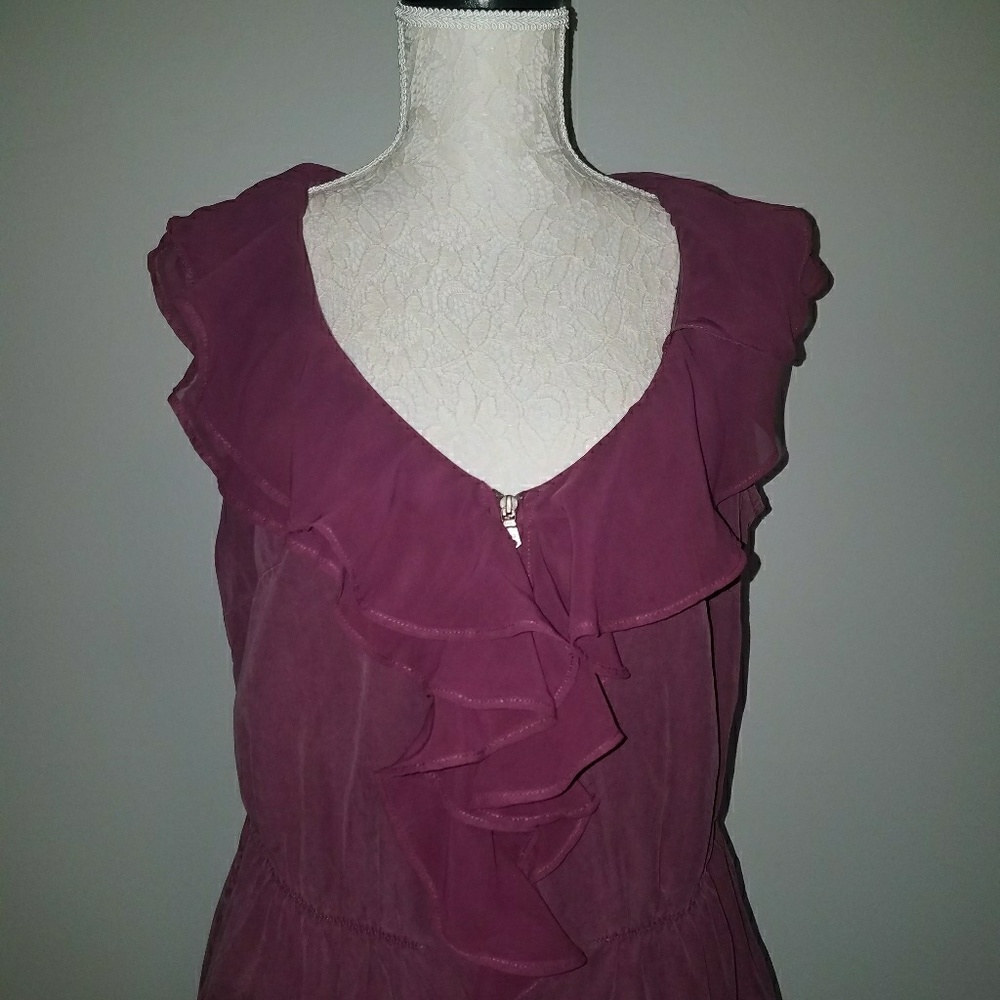 Plum Ruffle & Zip Front Dress